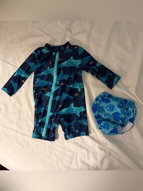 Just One You Carters Infant Swim
Suit + Green Sprouts Swim Diaper 3 to 6 Months
